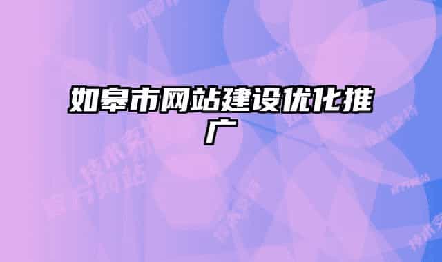 如皋市網(wǎng)站建設(shè)優(yōu)化推廣